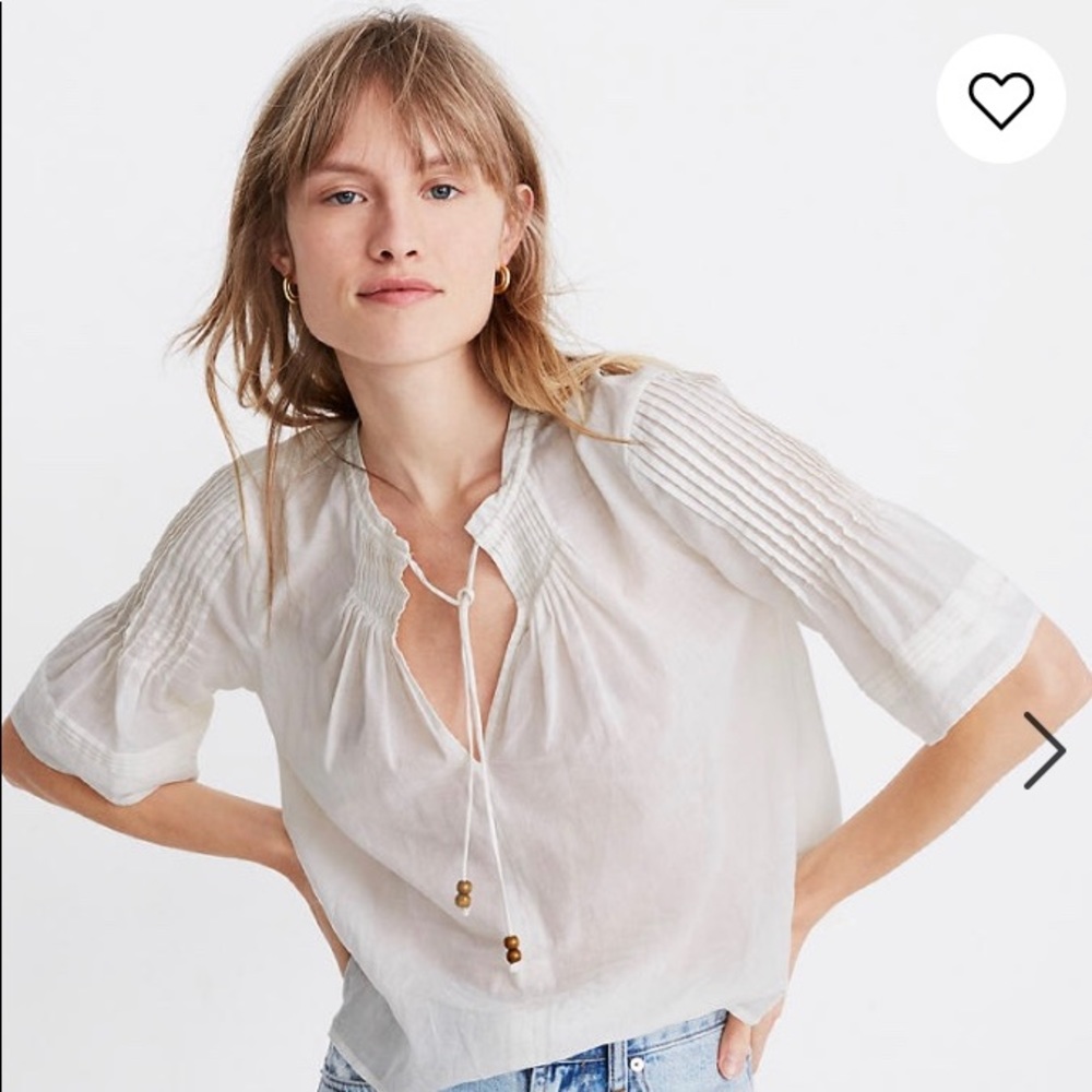 madewell x warm pintuck tie-neck top